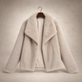 Women's Fluffy Faux Fur Jacket Beige – Product Photo