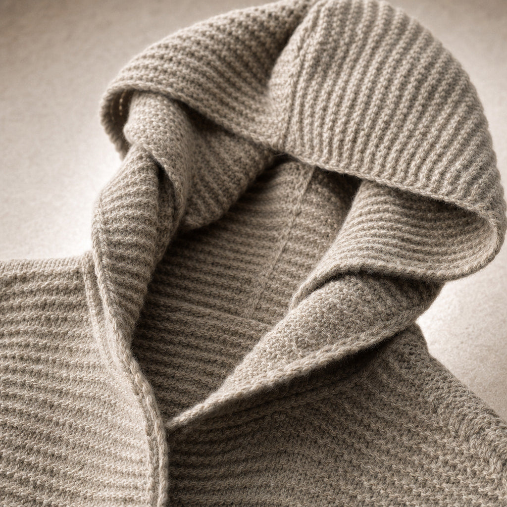 Women's Hooded Oversized Cardigan Light Brown – Fabric and Detail Close-Up