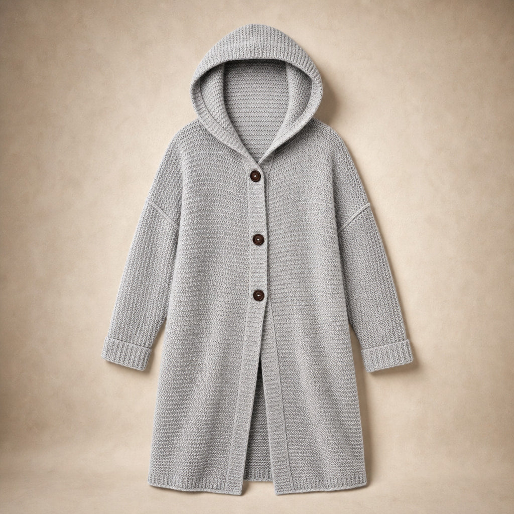 Women's Hooded Oversized Cardigan Light Gray – Product Photo
