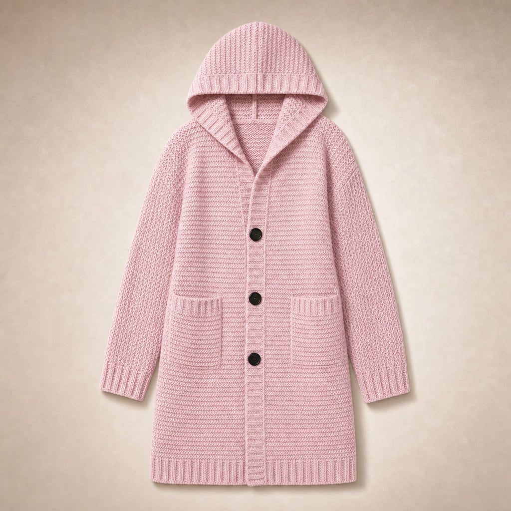 Women's Hooded Oversized Cardigan Light Pink – Product Photo