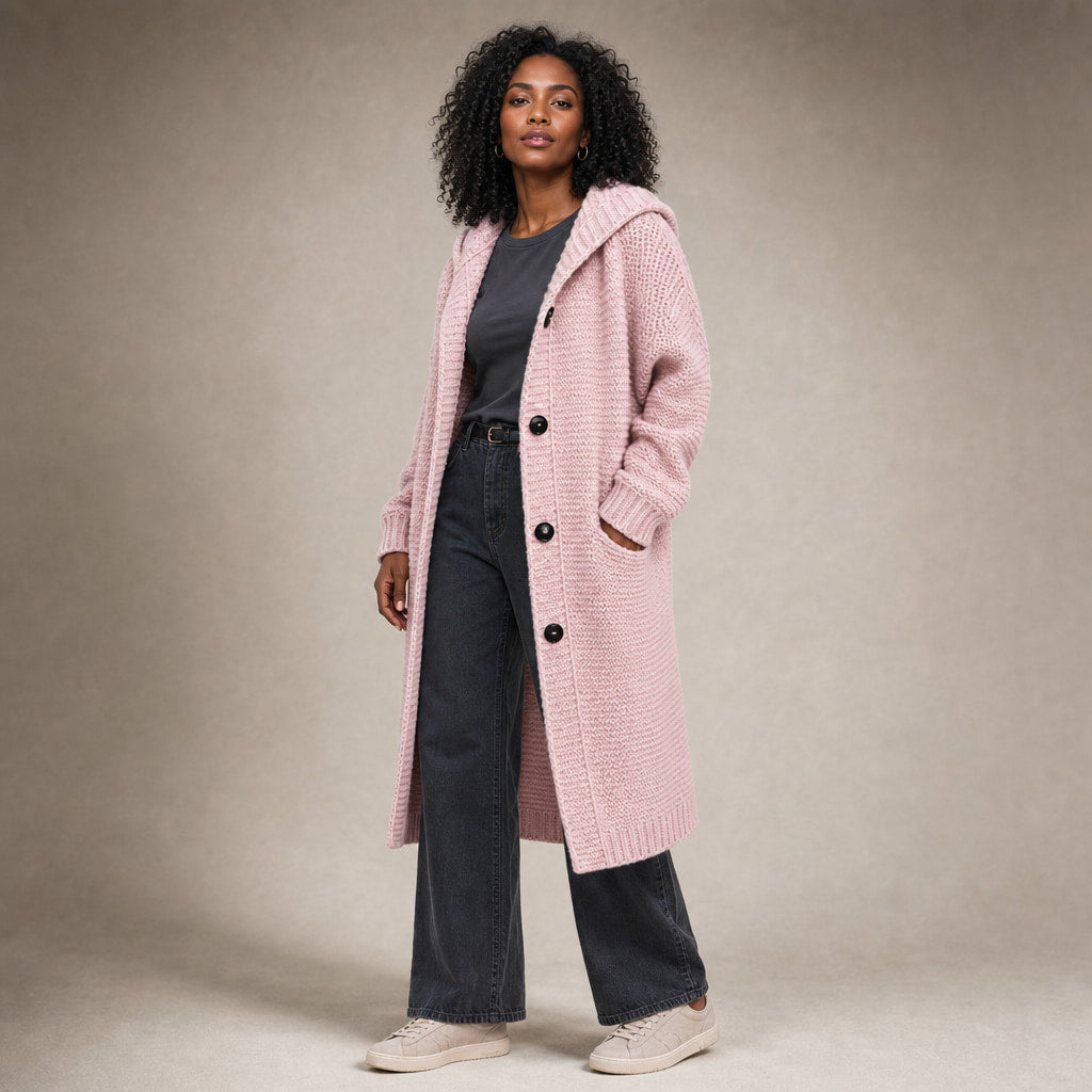 Women's Hooded Oversized Cardigan in Light Pink – Mampierimoda Premium Womenswear