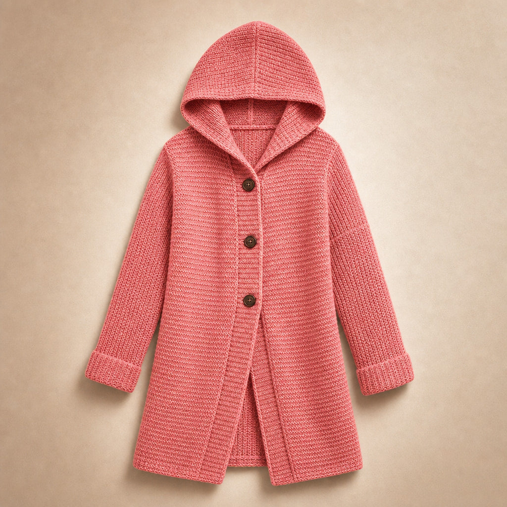 Women's Hooded Oversized Cardigan Pink – Product Photo