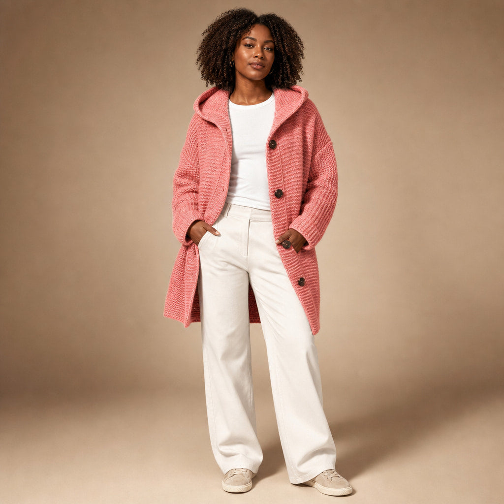 Women's Hooded Oversized Cardigan in Pink – Mampierimoda Premium Womenswear