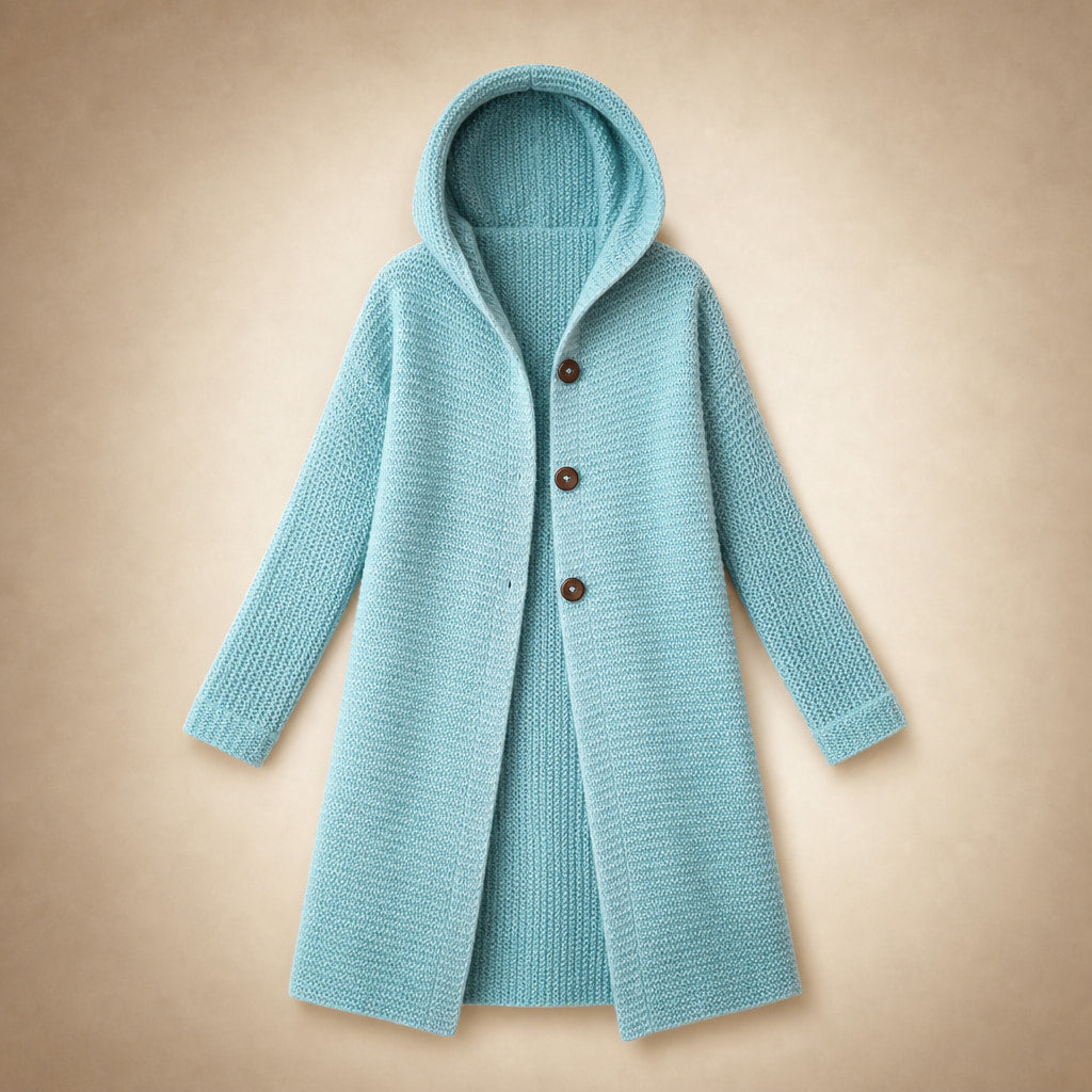 Women's Hooded Oversized Cardigan Turquoise – Product Photo