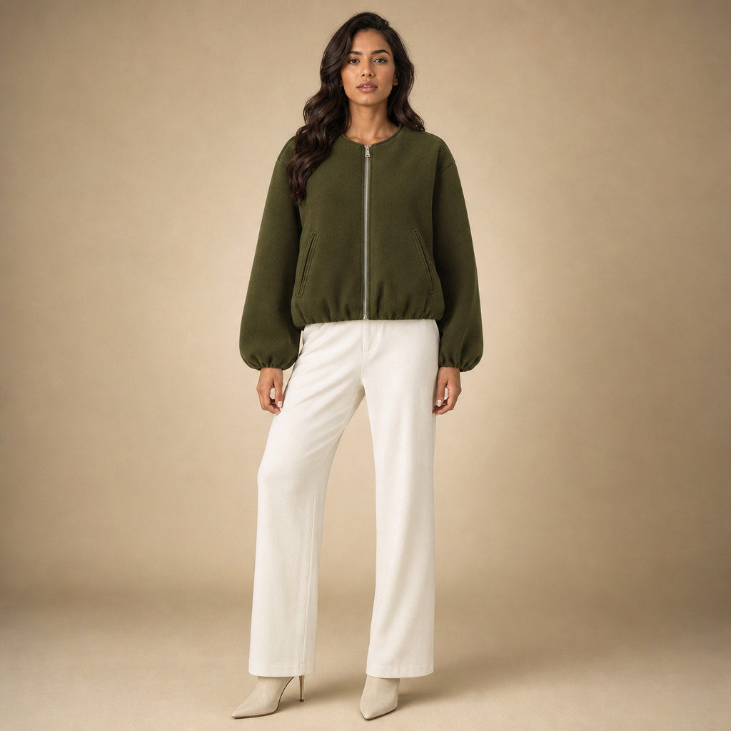 Women's Lightweight Bomber Jacket in Armygreen – Mampierimoda Premium Womenswear