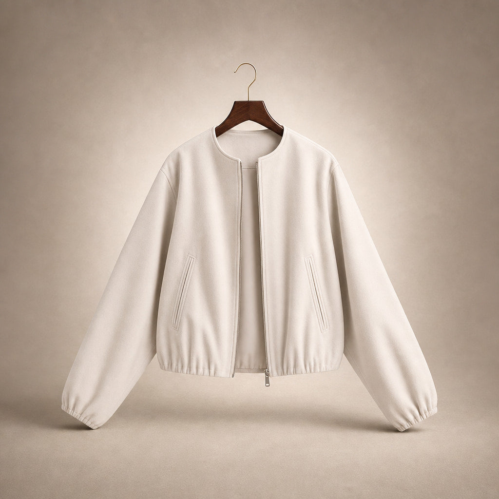 Women's Lightweight Bomber Jacket Beige – Product Photo