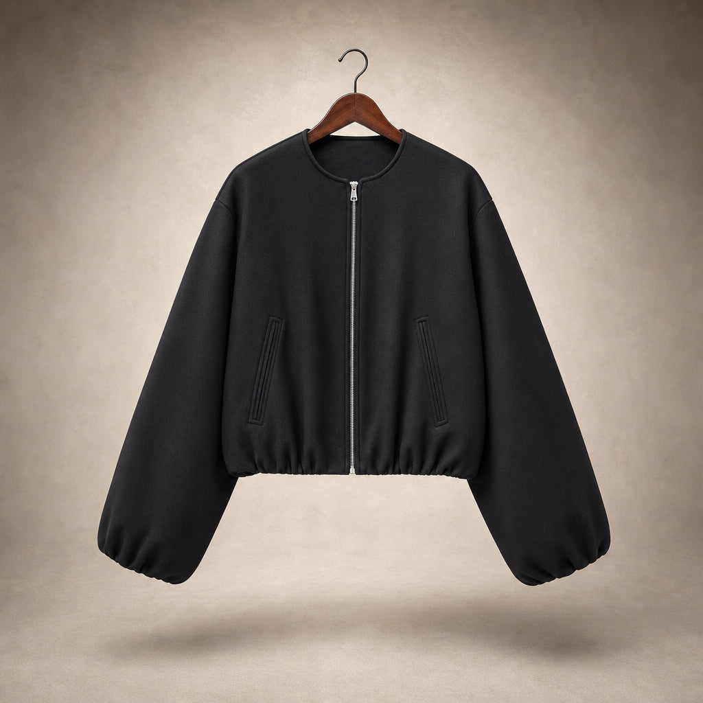 Women's Lightweight Bomber Jacket Black – Product Photo