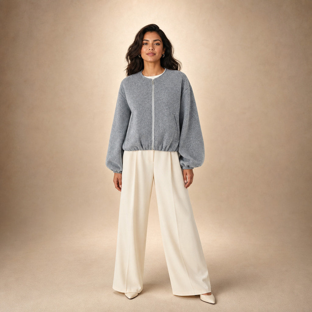 Women's Lightweight Bomber Jacket in Gray – Mampierimoda Premium Womenswear