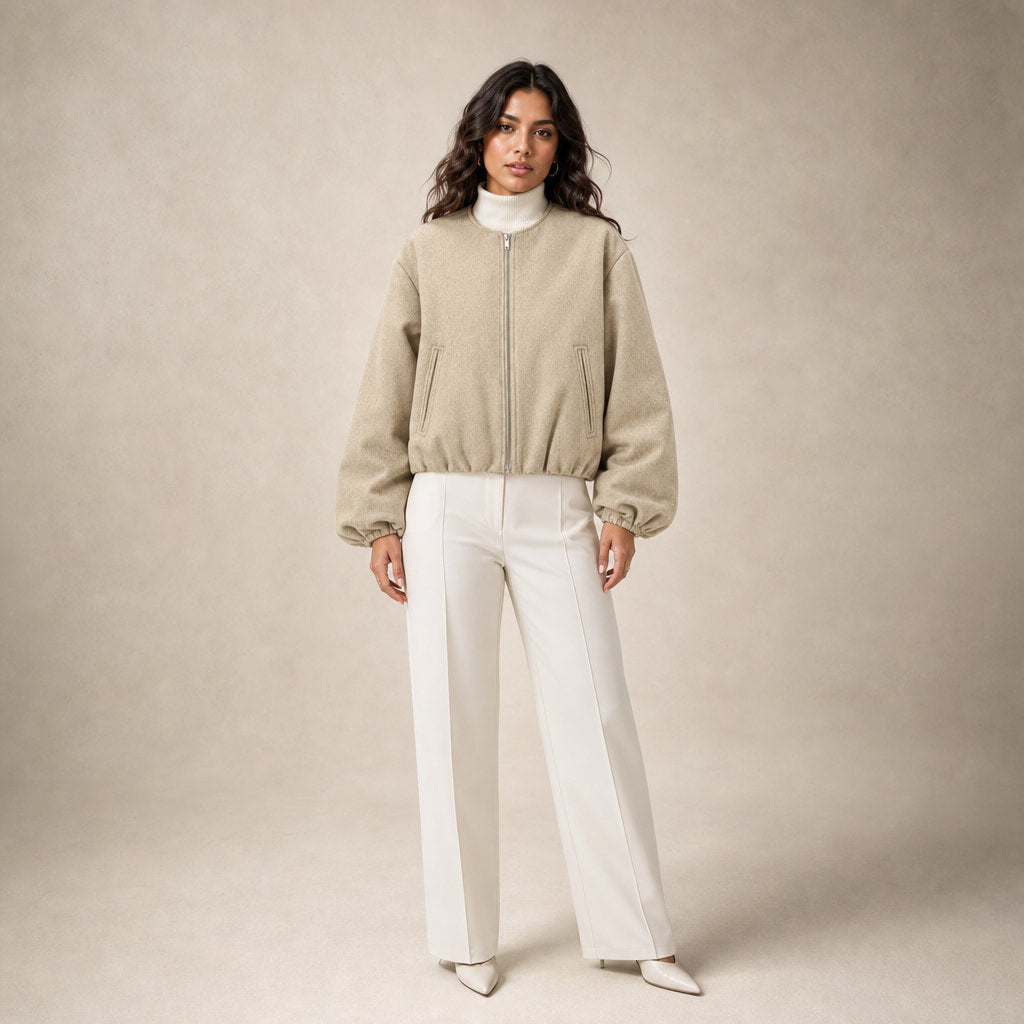 Women's Lightweight Bomber Jacket in Khaki – Mampierimoda Premium Womenswear