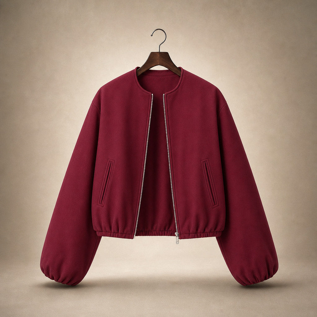 Women's Lightweight Bomber Jacket Wine Red – Product Photo