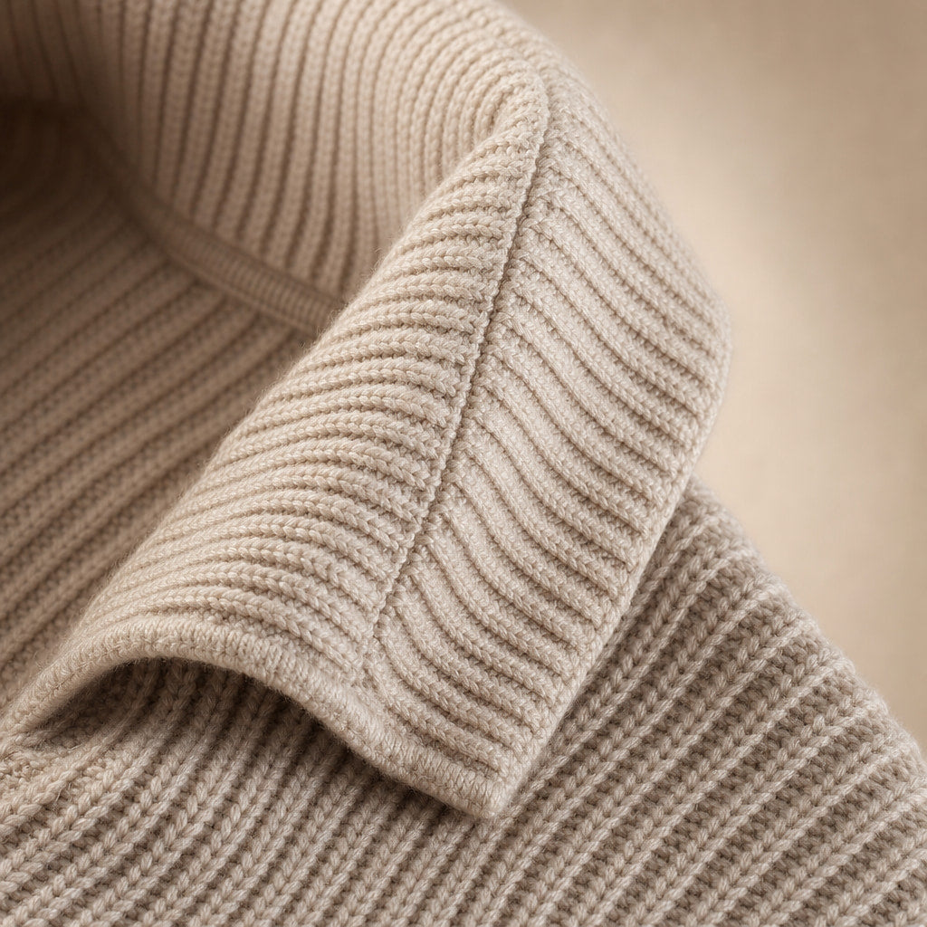 Women's Long Knit Cardigan with Buttons Beige – Fabric and Detail Close-Up