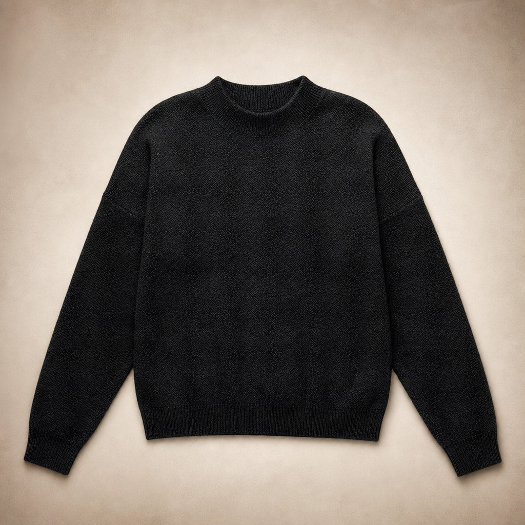 Women's Loose Fit Cashmere Sweater - Soft and Comfortable Black – Product Photo