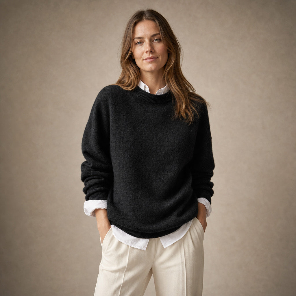 Women's Loose Fit Cashmere Sweater - Soft and Comfortable in Black – Mampierimoda Premium Womenswear