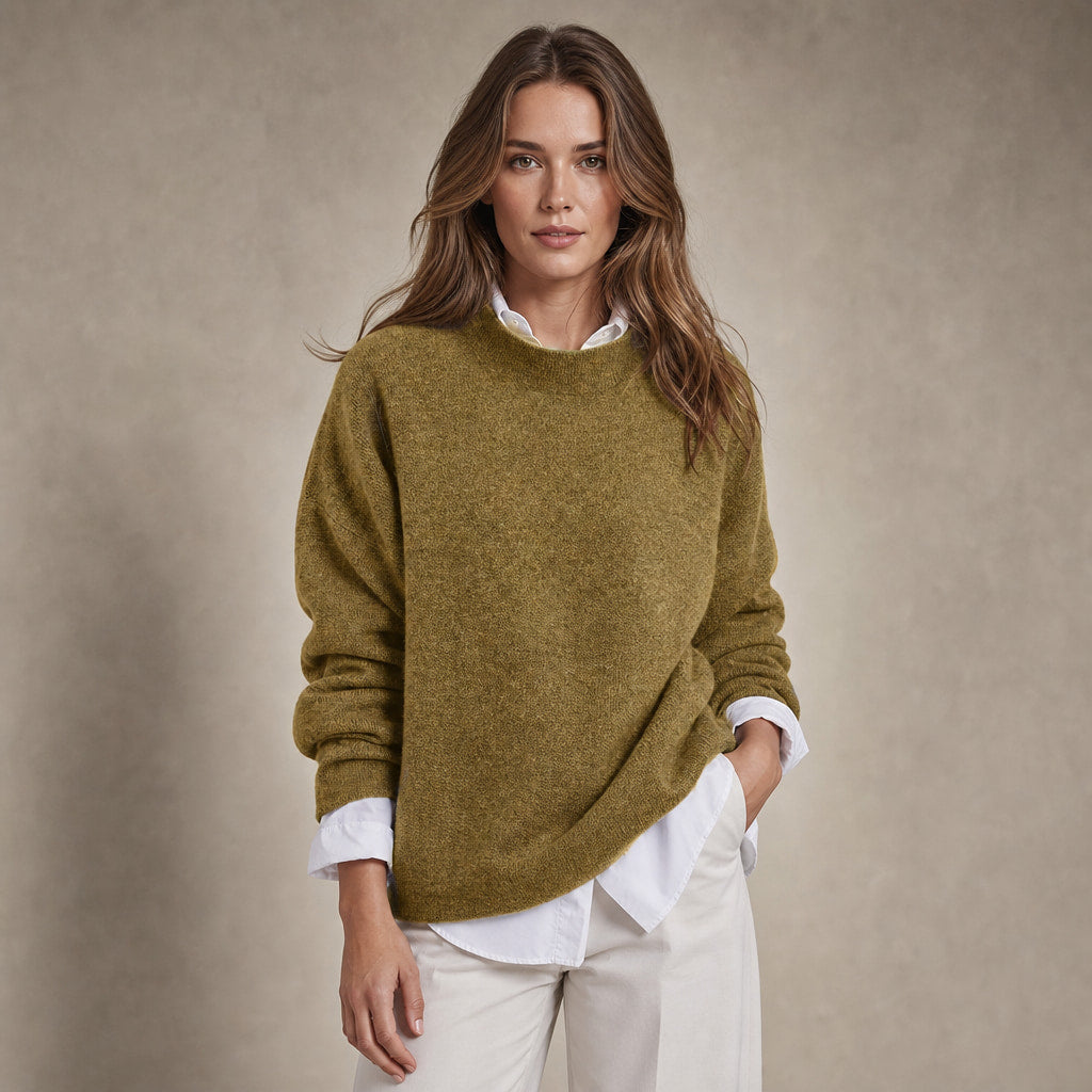 Women's Loose Fit Cashmere Sweater - Soft and Comfortable in Khaki – Mampierimoda Premium Womenswear