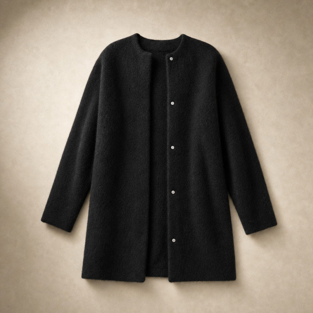 Women's Loose Fit Knitted Cardigan Jacket Black – Product Photo