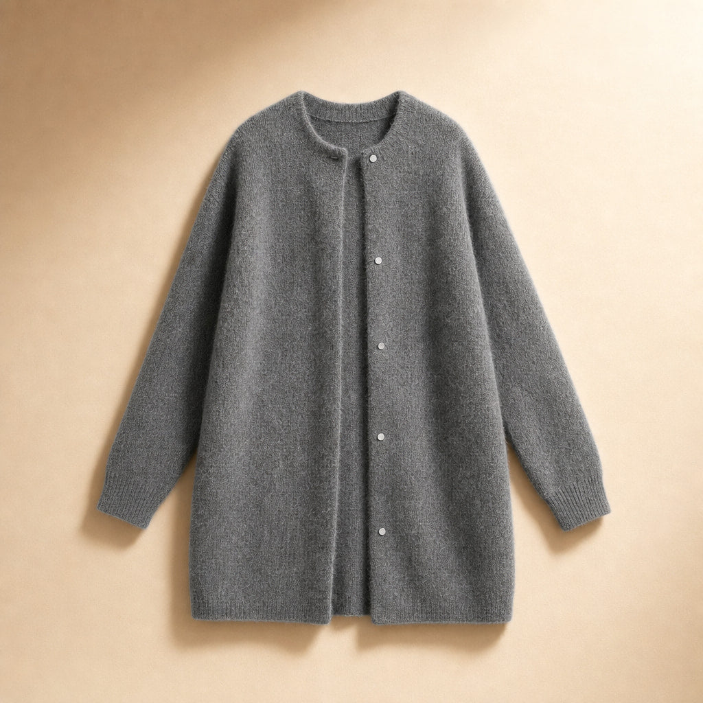 Women's Loose Fit Knitted Cardigan Jacket Gray – Product Photo