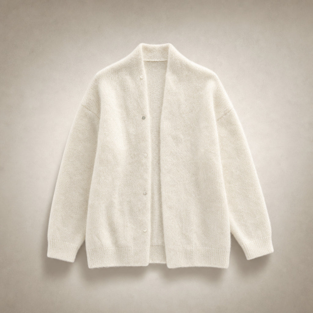 Women's Loose Fit Knitted Cardigan Jacket White – Product Photo
