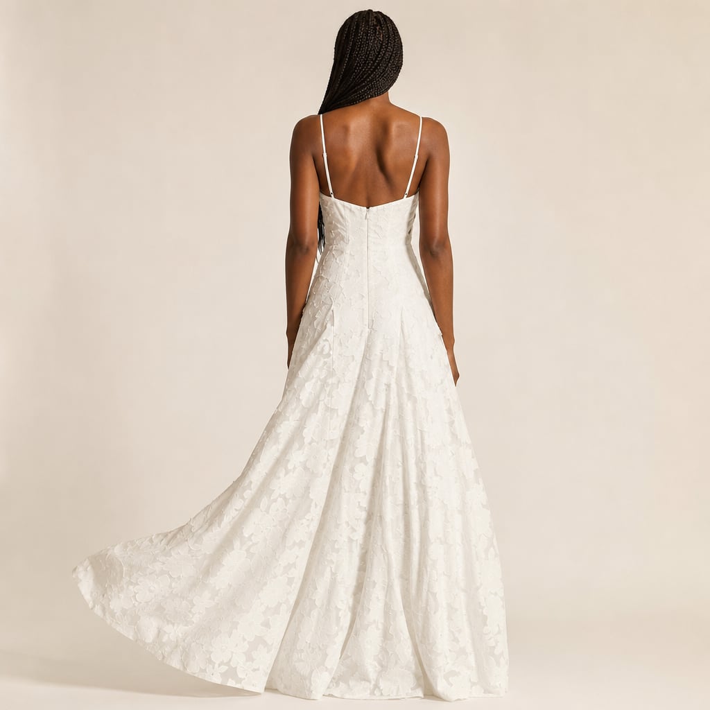 Women's Maxi dress with thin straps and floral patterns White – Full Look