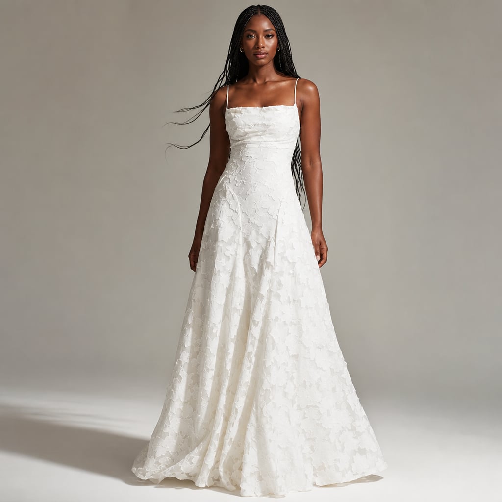 Women's Maxi dress with thin straps and floral patterns in White – Mampierimoda Premium Womenswear
