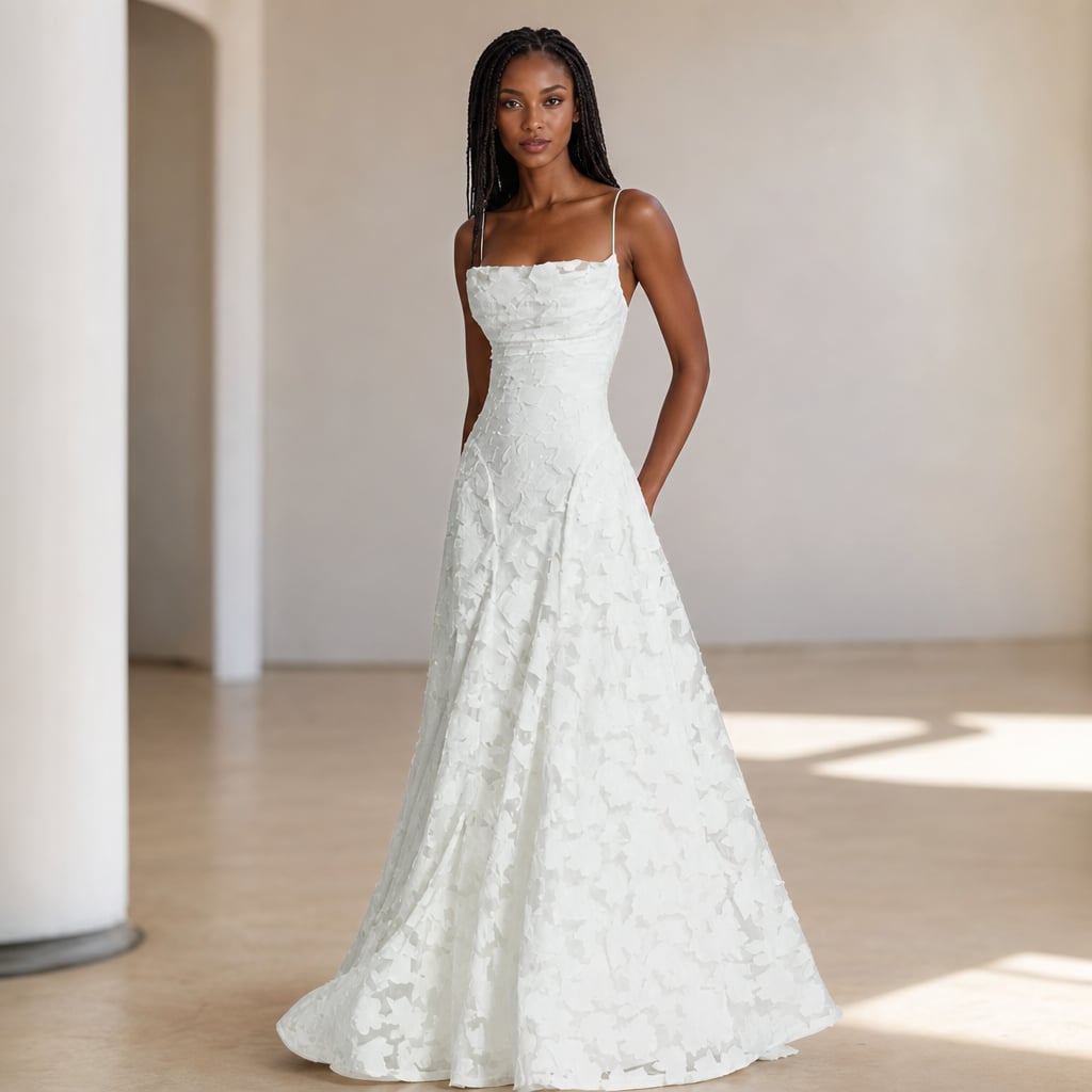 Women's Maxi dress with thin straps and floral patterns White – Styled Editorial Shot