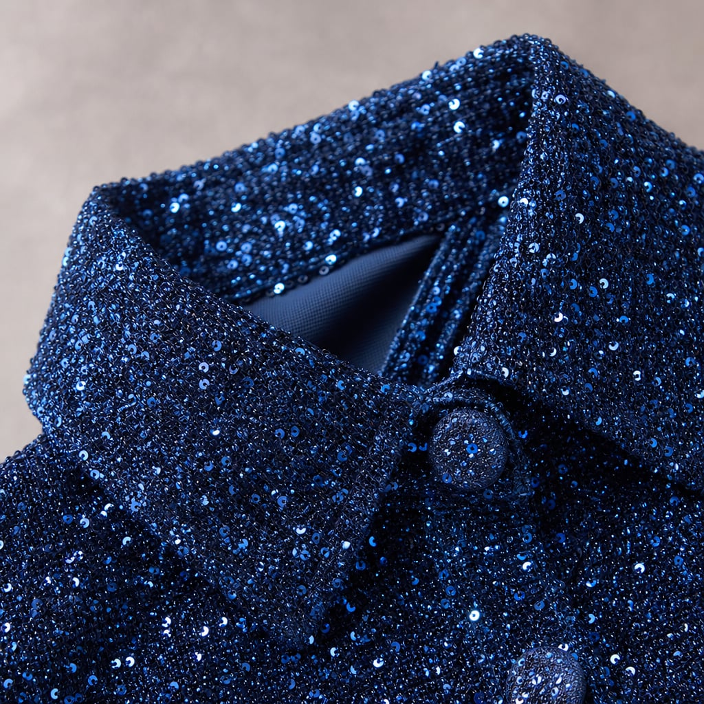 Women's One-Shoulder Disco Jumpsuit Blue (only 9 left in stock) – Fabric and Detail Close-Up