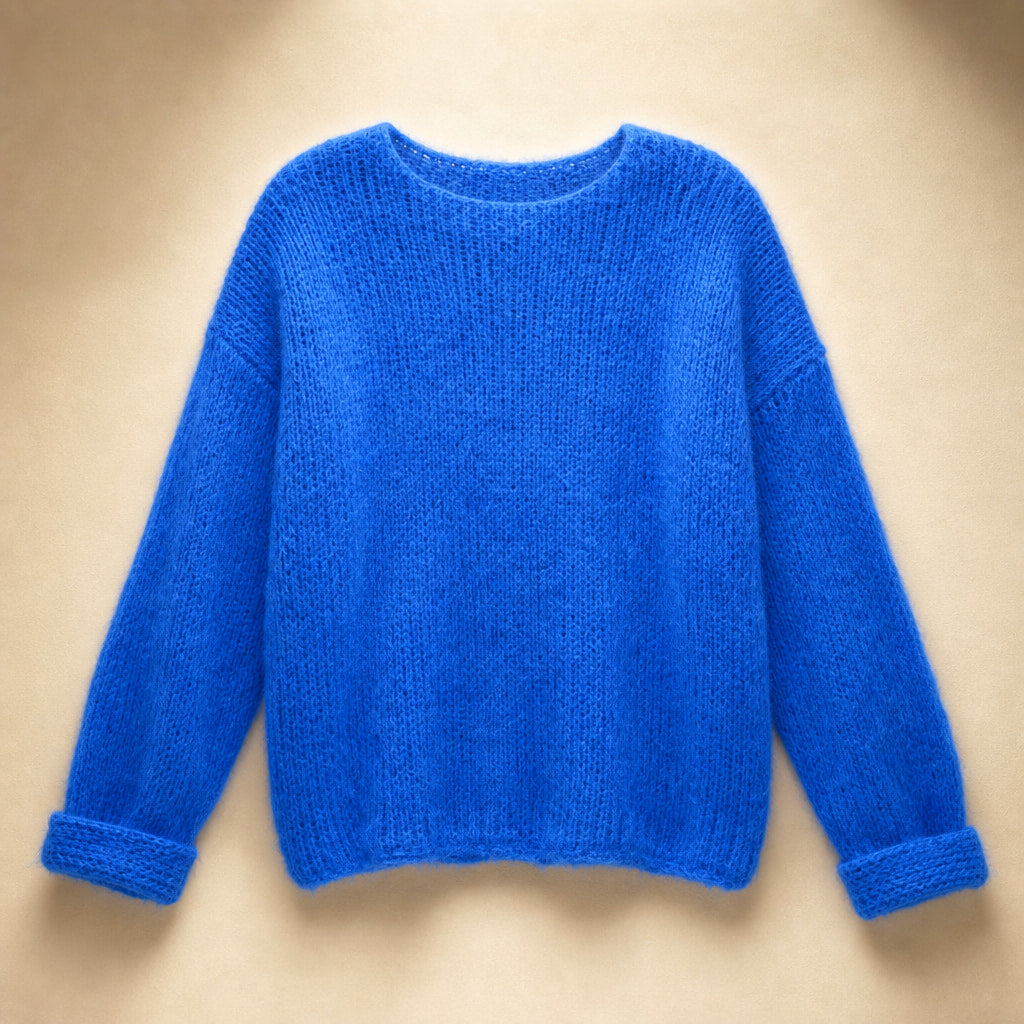 Women's Oversized Knit Sweater - Soft and Cozy for Winter Blue – Product Photo