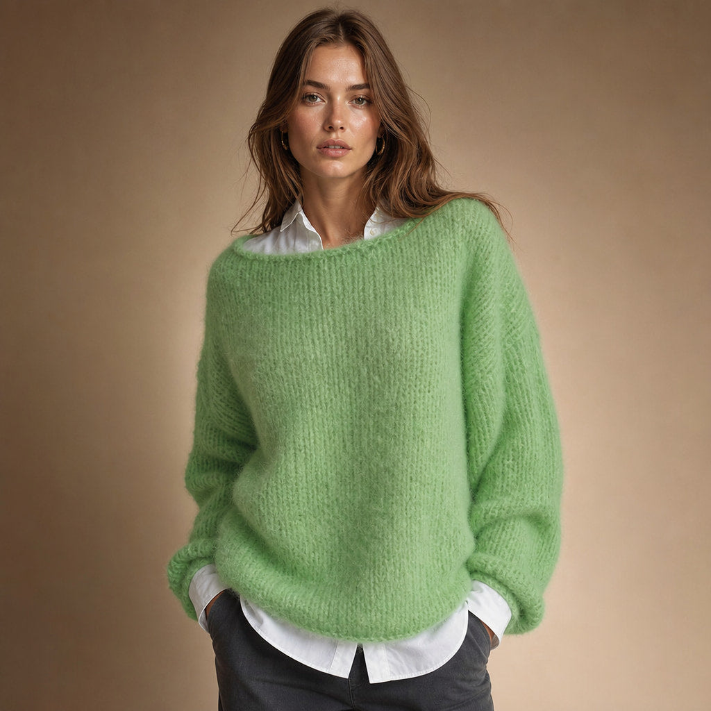 Women's Oversized Knit Sweater - Soft and Cozy for Winter in Green – Mampierimoda Premium Womenswear