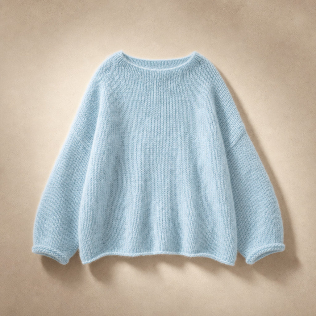 Women's Oversized Knit Sweater - Soft and Cozy for Winter Light Blue – Product Photo