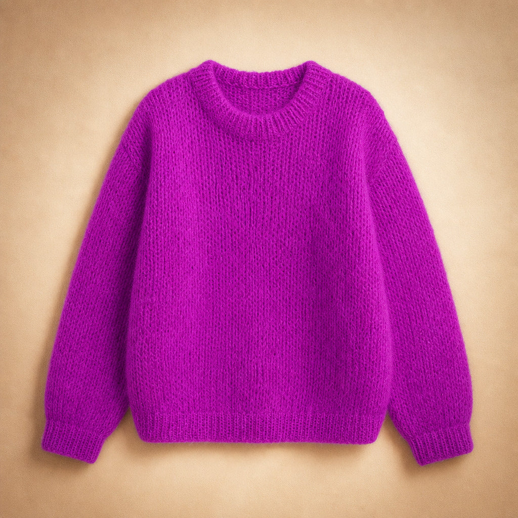 Women's Oversized Knit Sweater - Soft and Cozy for Winter Purple – Product Photo