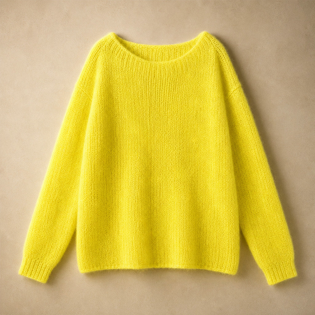 Women's Oversized Knit Sweater - Soft and Cozy for Winter Yellow – Product Photo