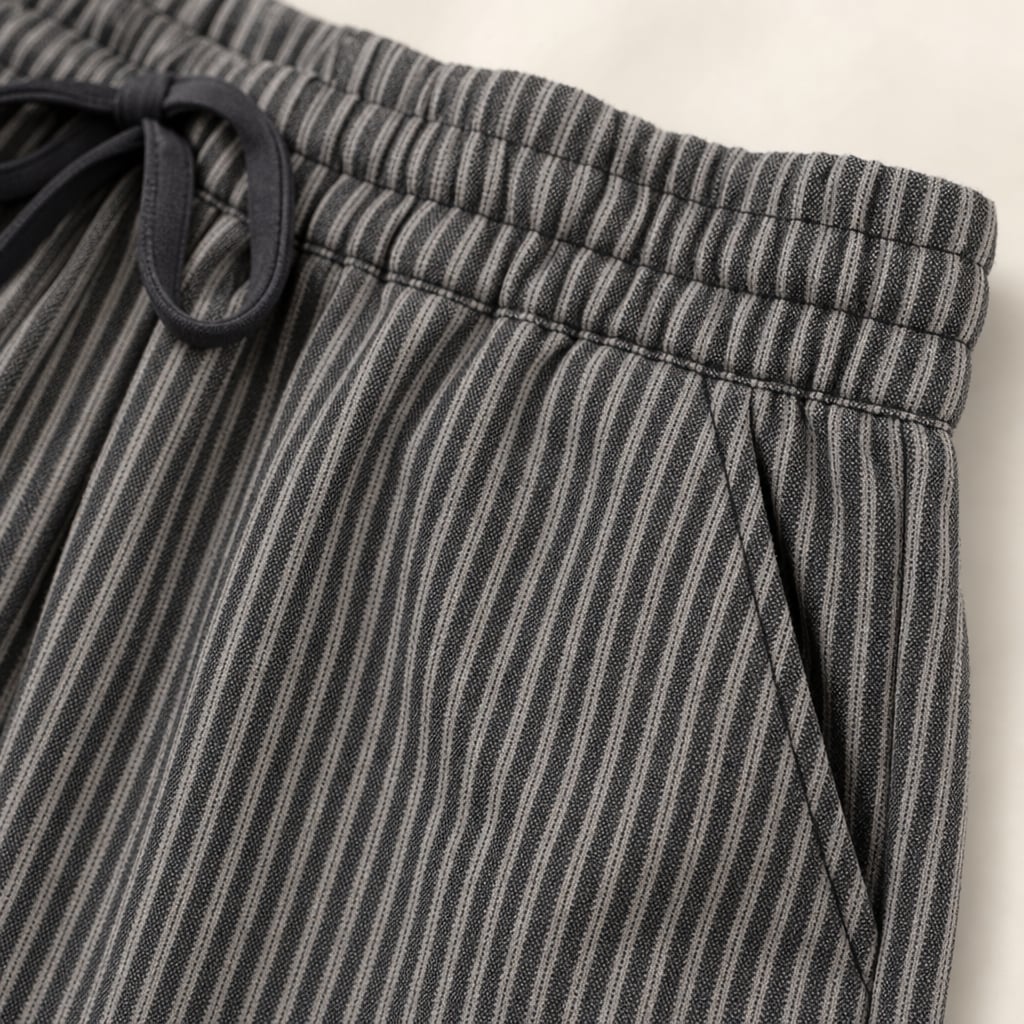 Womens Pant Wide Barrel Leg with Elasticated Waist Grey Grey – Fabric and Detail Close-Up