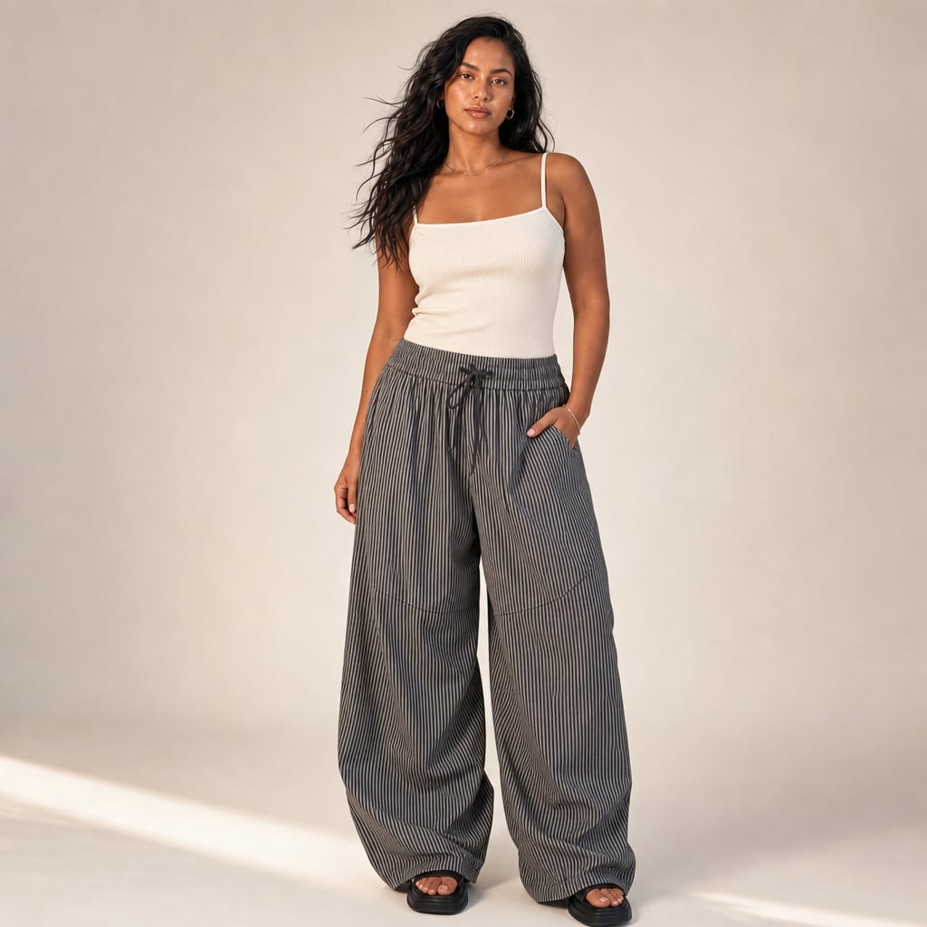Womens Pant Wide Barrel Leg with Elasticated Waist Grey in Grey – Mampierimoda Premium Womenswear