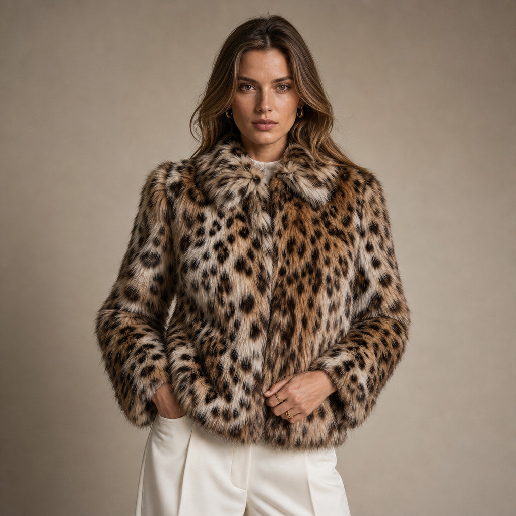Women's Plush Brown Faux Fur Cropped Jacket in Brown – Mampierimoda Premium Womenswear