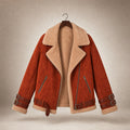 Women's Premium Faux Sheepskin Jacket With Belt And Pockets Orange – Product Photo