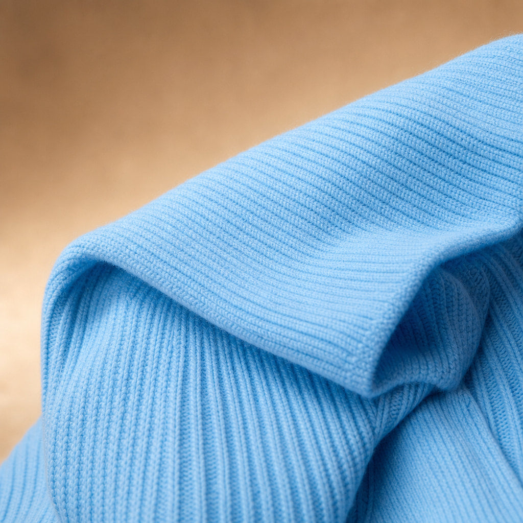 Women's Soft Knit Sweater with Bow Detail Blue – Fabric and Detail Close-Up