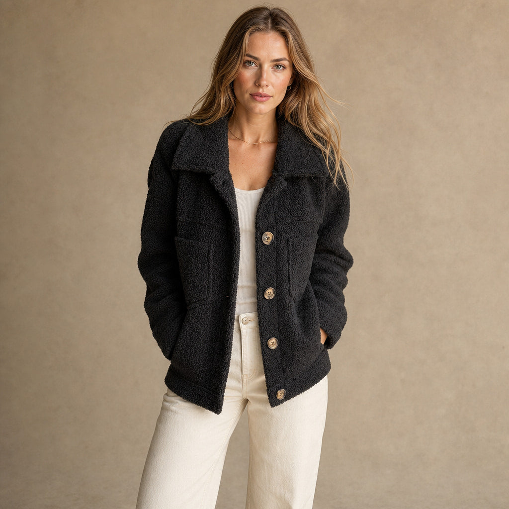 Women's Stylish Thick Cardigan Jacket in Black – Mampierimoda Premium Womenswear