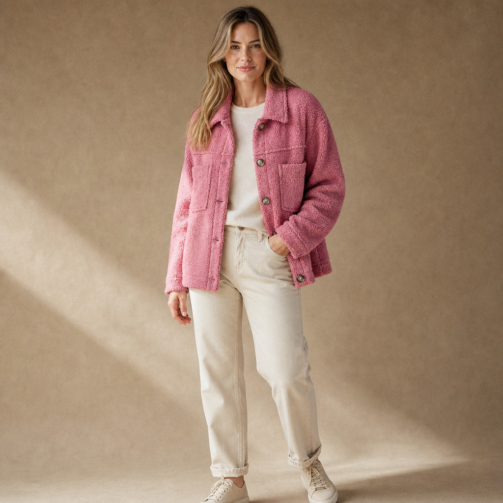 Women's Stylish Thick Cardigan Jacket in Pink – Mampierimoda Premium Womenswear