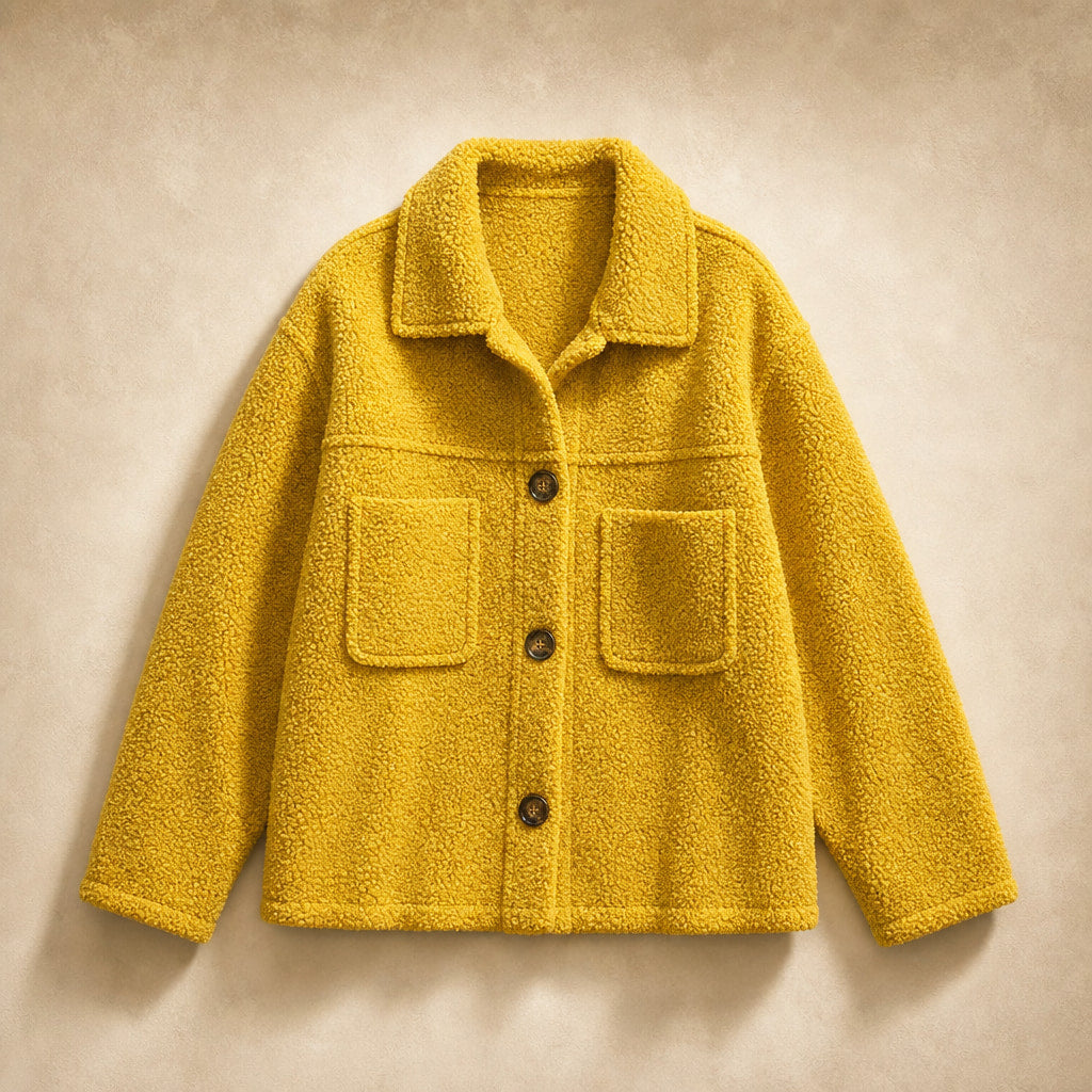 Women's Stylish Thick Cardigan Jacket Yellow – Product Photo