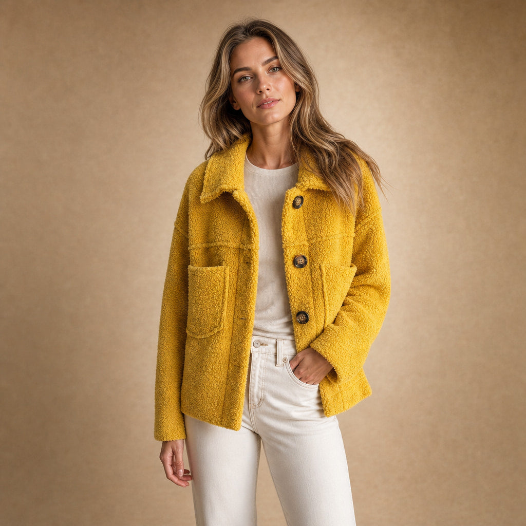 Women's Stylish Thick Cardigan Jacket in Yellow – Mampierimoda Premium Womenswear