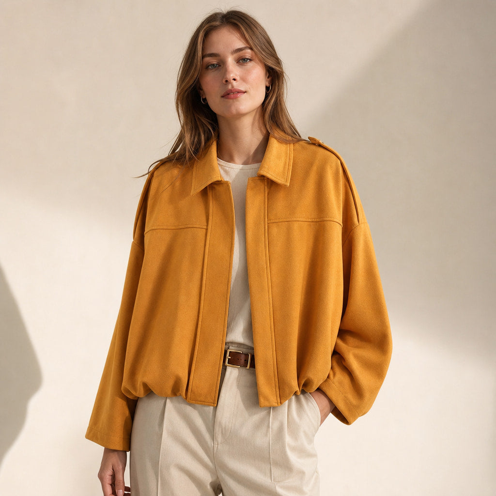 Women's Vintage Oversized Bomber Jacket Orange – Product Photo