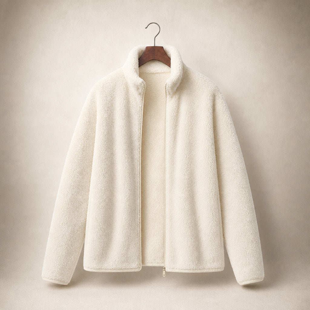Women's Warm Cozy Fleece Jacket Beige – Product Photo
