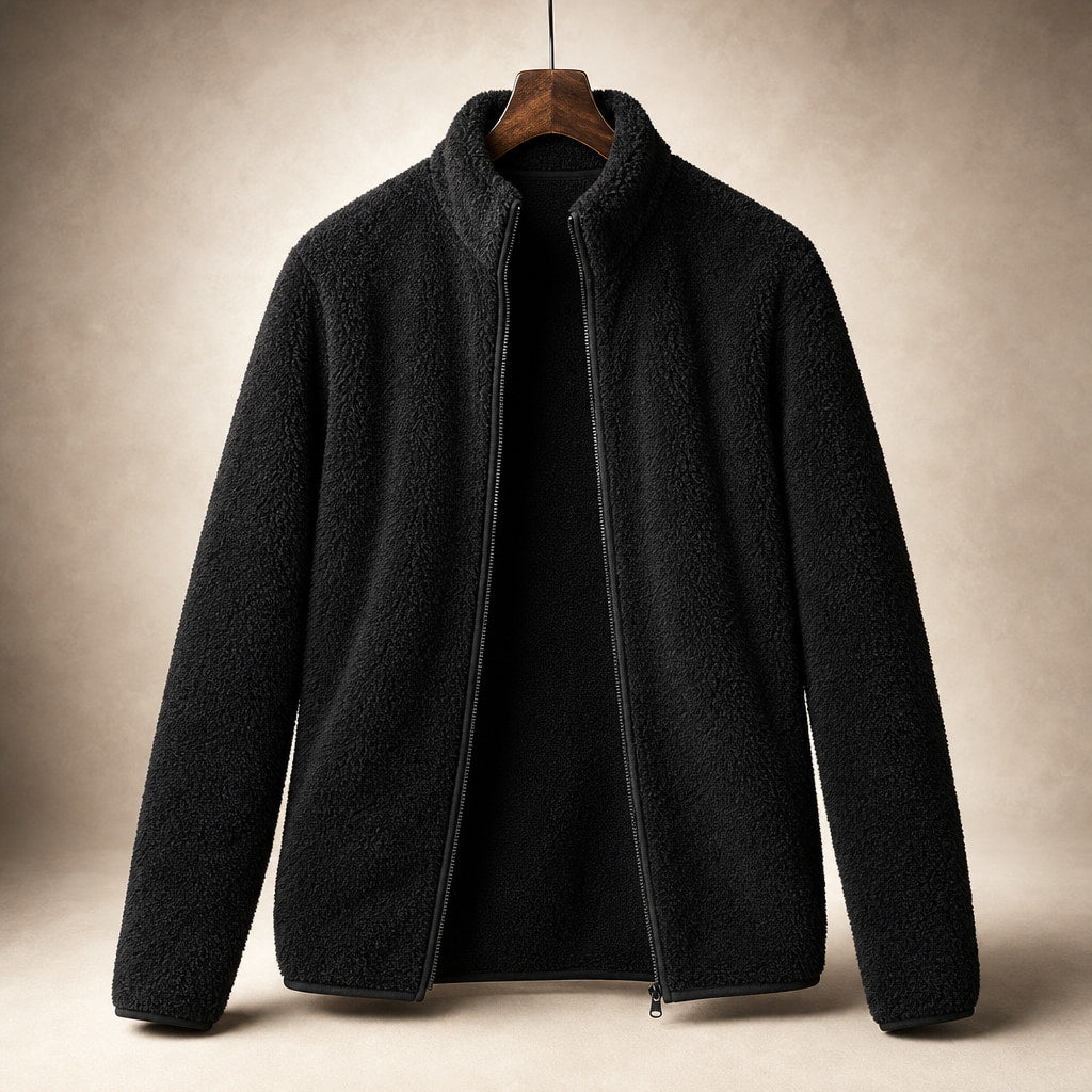 Women's Warm Cozy Fleece Jacket Black – Product Photo