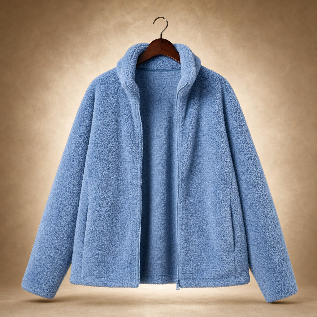 Women's Warm Cozy Fleece Jacket Blue – Product Photo