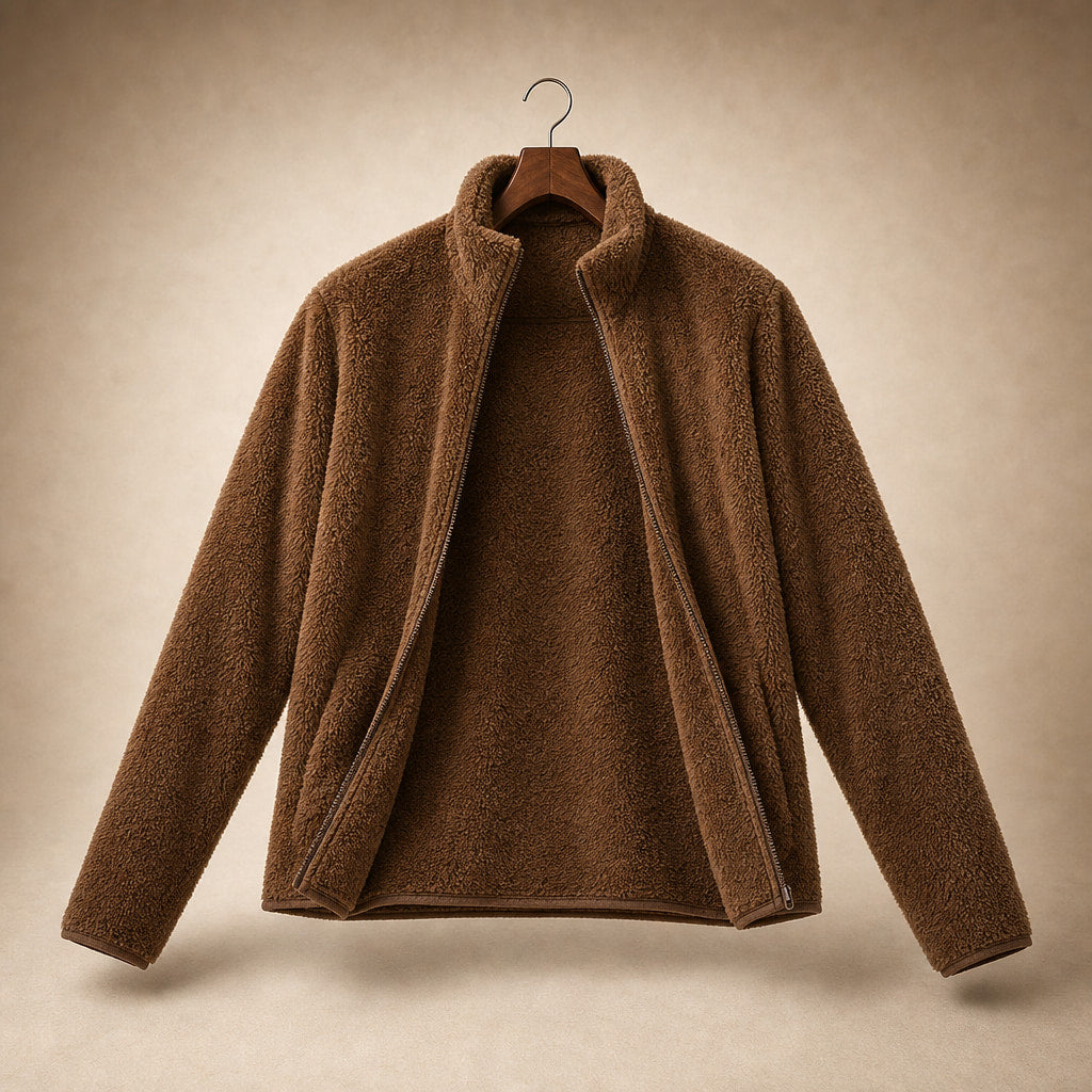 Women's Warm Cozy Fleece Jacket Brown – Product Photo