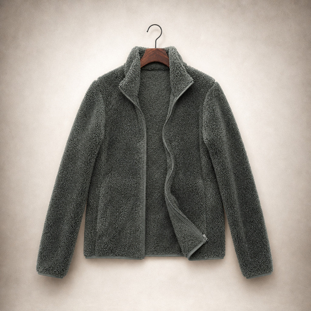 Women's Warm Cozy Fleece Jacket Dark Green – Product Photo