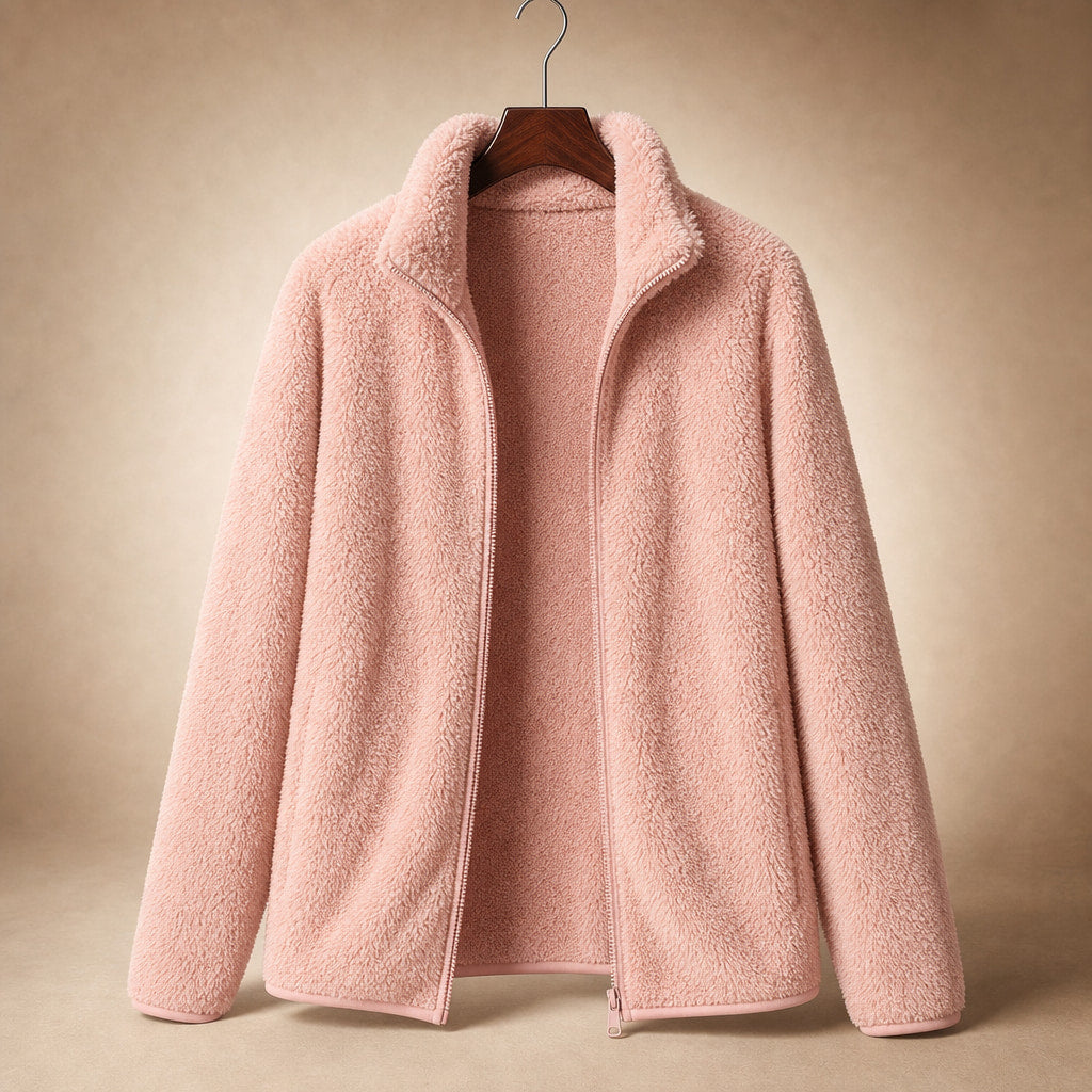 Women's Warm Cozy Fleece Jacket Pink – Product Photo