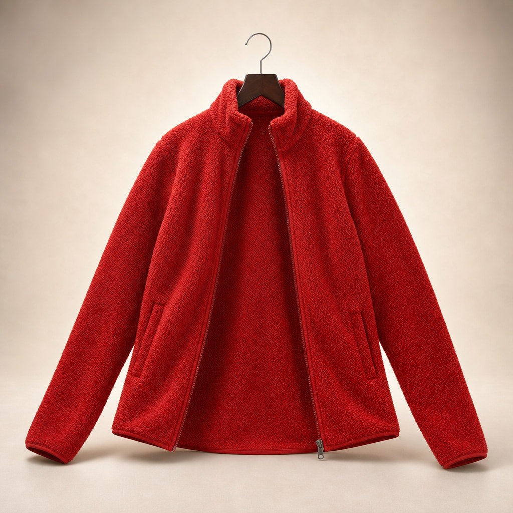 Women's Warm Cozy Fleece Jacket Red – Product Photo