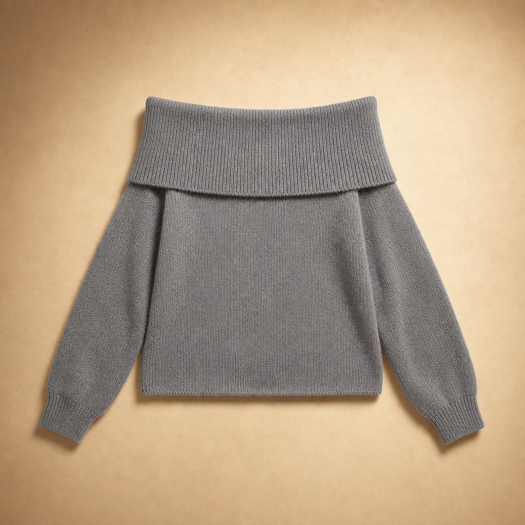 Ysabel Off Shoulder Sweater Gray – Product Photo