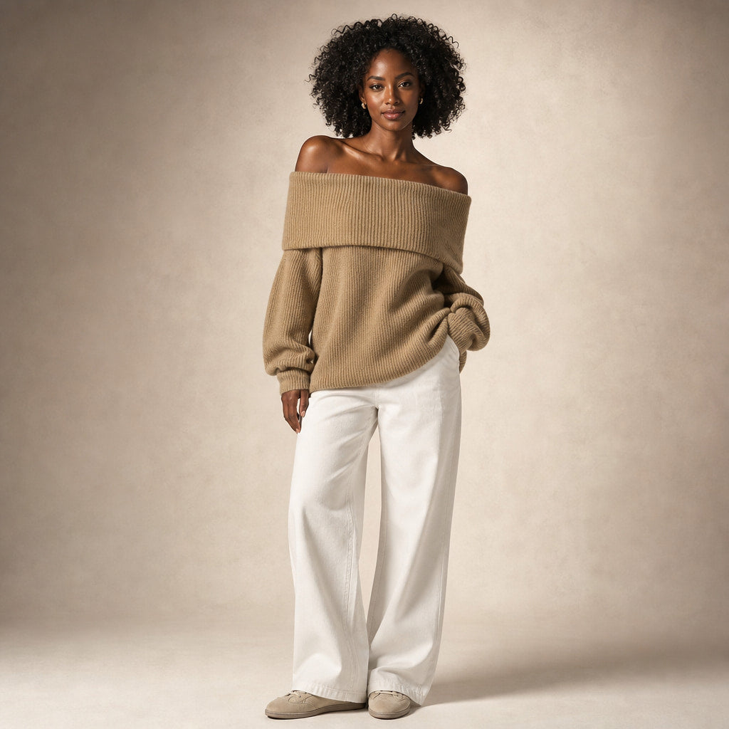 Ysabel Off Shoulder Sweater in Khaki – Mampierimoda Premium Womenswear