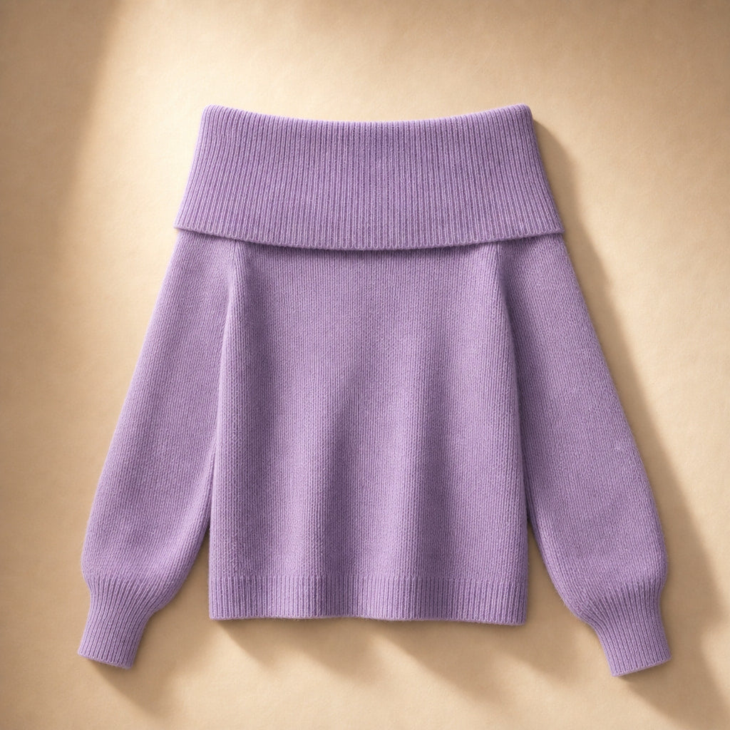 Ysabel Off Shoulder Sweater Purple – Product Photo